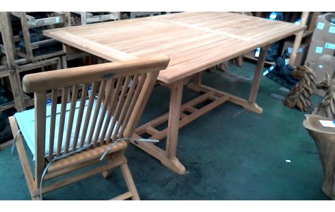 SALON DE JARDIN RECTANGULAIRE TECK, , 6 CHAISES SET