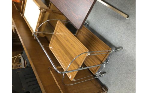 DESSERTE A ROULETTES FORMICA BRUN