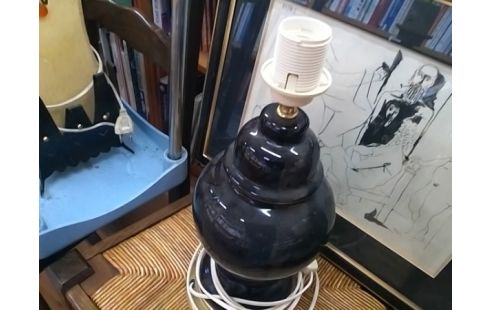 PIED DE LAMPE EN VERRE NOIR ET DORE