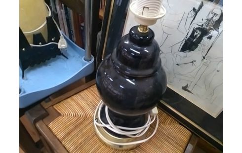 PIED DE LAMPE EN VERRE NOIR ET DORE