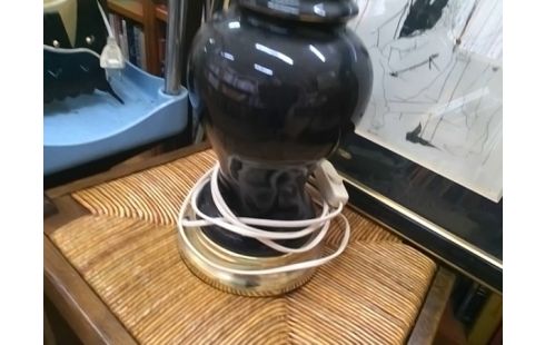 PIED DE LAMPE EN VERRE NOIR ET DORE