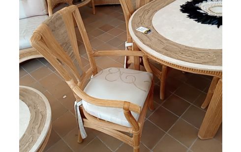 SALLE A MANGER ROTIN PIERRE TABLE CHAISES FAUTEUILS DRESSOIRE