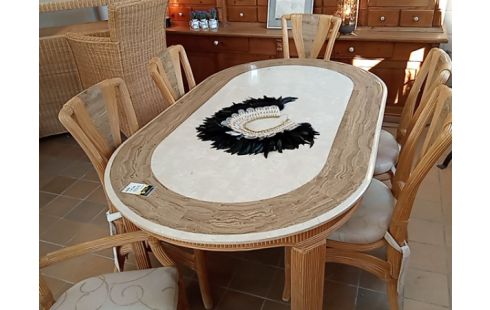 SALLE A MANGER ROTIN PIERRE TABLE CHAISES FAUTEUILS DRESSOIRE