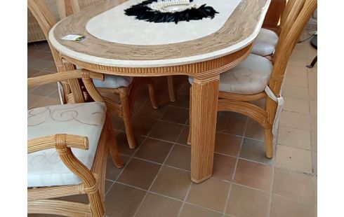 SALLE A MANGER ROTIN PIERRE TABLE CHAISES FAUTEUILS DRESSOIRE