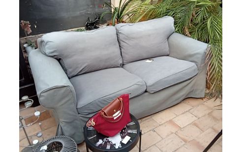 CANAPE 2 PLACES IKEA EKTORP TISSU GRIS