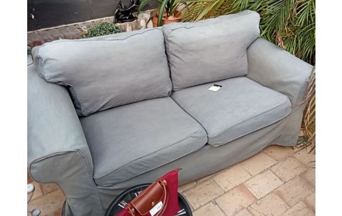 CANAPE 2 PLACES IKEA EKTORP TISSU GRIS