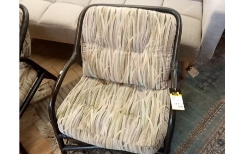 FAUTEUIL rotin coussins tissu