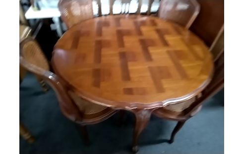 TABLE RONDE 2 ALLONGES STYLE REGENCE MERISIER