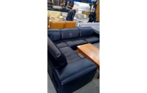 SALON D'ANGLE NOIR CUIR