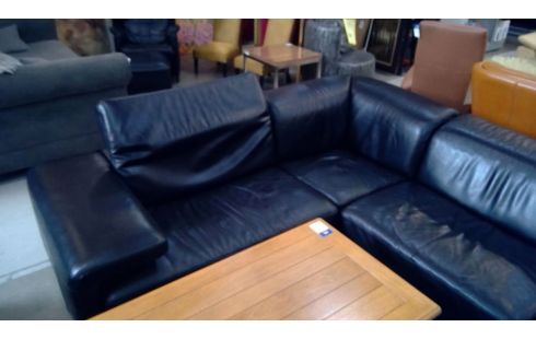 SALON D'ANGLE NOIR CUIR