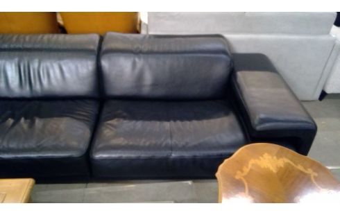SALON D'ANGLE NOIR CUIR