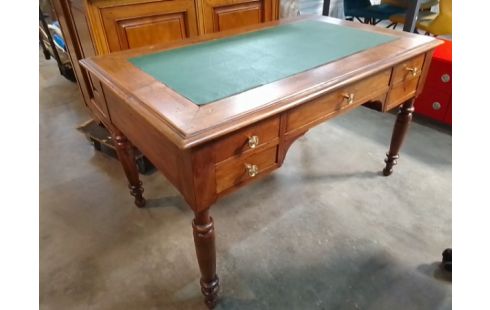 BUREAU 5 TIROIRS BOIS CUIR