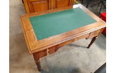 BUREAU 5 TIROIRS BOIS CUIR