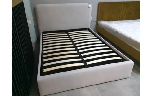 LIT COFFRE SOMMIER RELEVABLE TISSU GRIS 140X190