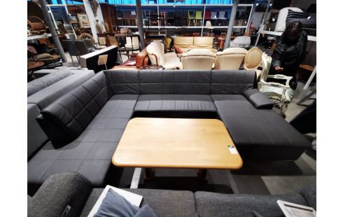 SALON D'ANGLE SIMILI CUIR GRIS