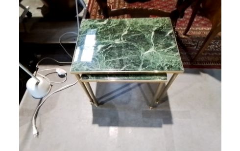 TABLE GIGOGNES X2 LAITON ET MARBRE VERT
