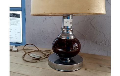LAMPE PIED chrome brun
