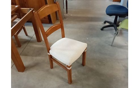 CHAISE CHENE ASSISE PAILLÉE LOT 6 ET TISSU BEIGE