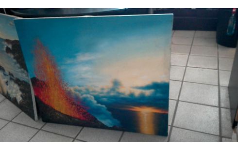 HUILE SUR TOILE BORD  DE  MER   L' UNE