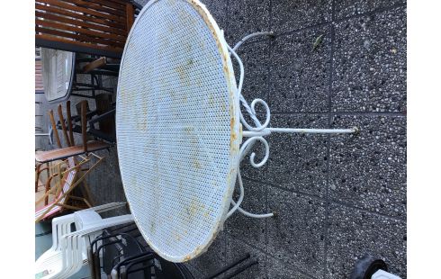 TABLE FER FORGE BLANC RONDE