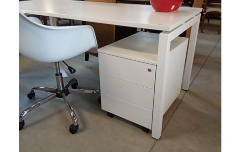 BUREAU 'ANGLE BLANC+CAISSON MODULABLE