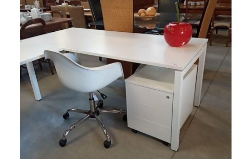 BUREAU 'ANGLE BLANC+CAISSON MODULABLE