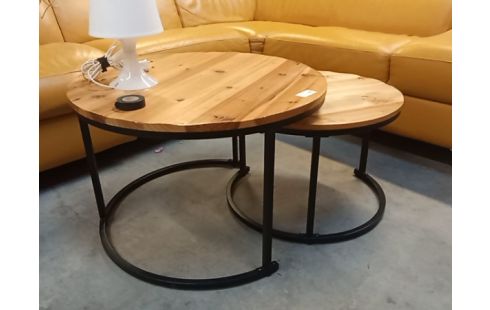 TABLE BASSE RONDE/METAL  NOIR LOT 2