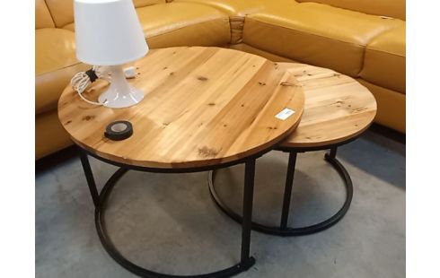 TABLE BASSE RONDE/METAL  NOIR LOT 2