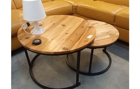TABLE BASSE RONDE/METAL  NOIR LOT 2