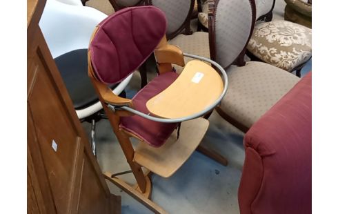 CHAISE BEBE BOIS COUSSIN BORDEAU