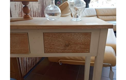 CONSOLE PATINEE BEIGE 2 TIROIRS