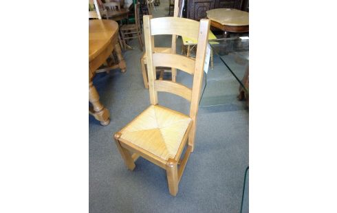 6 CHAISES CHENE MASSIF PAILLE