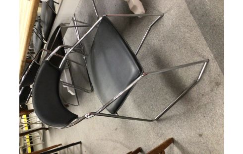 6 CHAISES POSTMODERNE CHROME DOSSIER ARRONDI