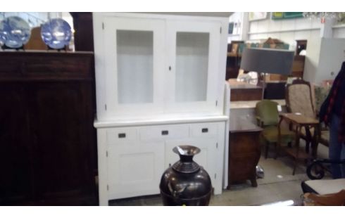 VITRINEKAST WIT LANDELIJK/MASSIEF