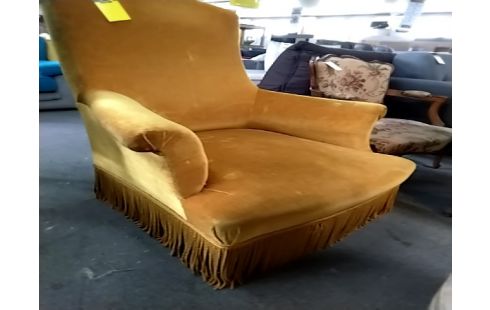 FAUTEUIL VINTAGE VELOURS OCRE
