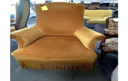 FAUTEUIL VINTAGE VELOURS OCRE