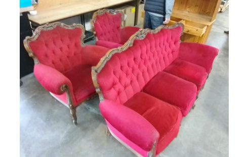 CANAPE 3 PLACES CHESTERFIELD + 2 FAUTEUILS
