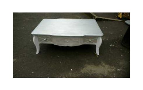 TABLE BASSE CHROME ET BLANC