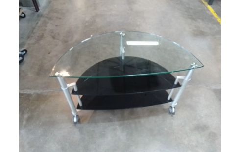 MEUBLE TV VERRE TREMPÉ A ROULETTES
