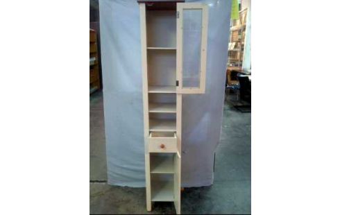 BADEZIMMERSCHRANK HOLZ HELL/WEIß SCHMAL 2-TÜ