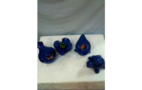 GARTENDEKO 4-TLG TIERE KERAMIK BLAU