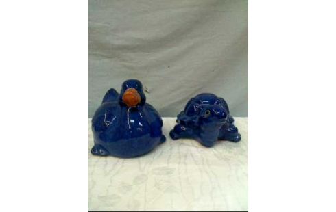 GARTENDEKO 4-TLG TIERE KERAMIK BLAU