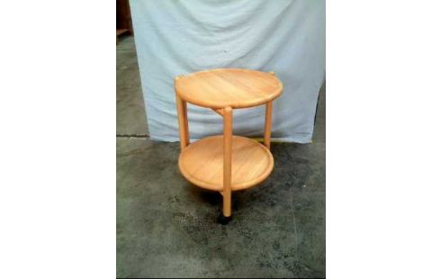 BEISTELLTISCH 3-BEINE RUND MOBIL HOLZ HELL