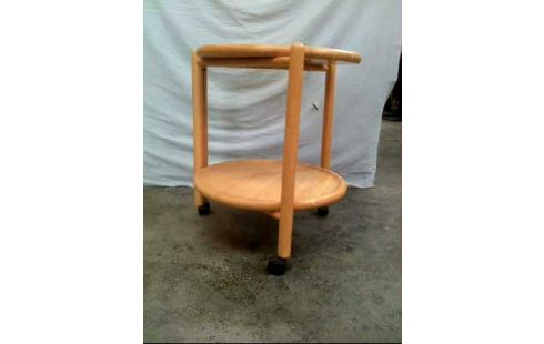 BEISTELLTISCH 3-BEINE RUND MOBIL HOLZ HELL