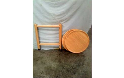 BEISTELLTISCH 3-BEINE RUND MOBIL HOLZ HELL