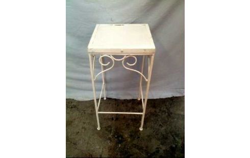 BLUMENTISCH METALL WEIß QUADRATISCH