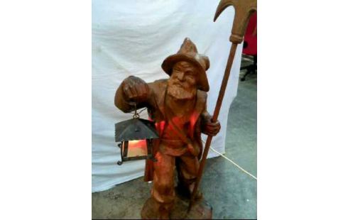 SKULPTUR NACHTWÄCHTER HOLZ GESCHNITZT 1-LEU