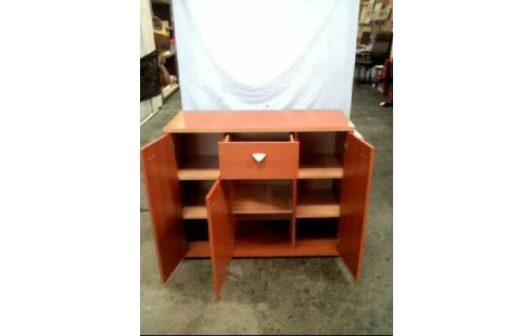 KOMMODE HOLZ ROTBRAUN 3-TÜREN 1-SCHUBLADE