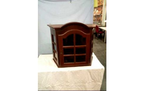 VITRINE VINTAGE 1-TÜR 2-EBENEN HOLZ GLAS