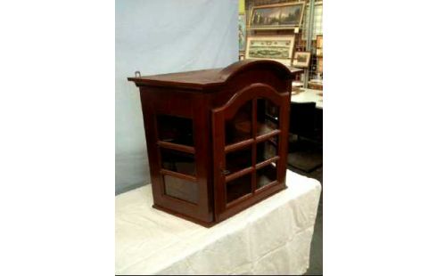 VITRINE VINTAGE 1-TÜR 2-EBENEN HOLZ GLAS